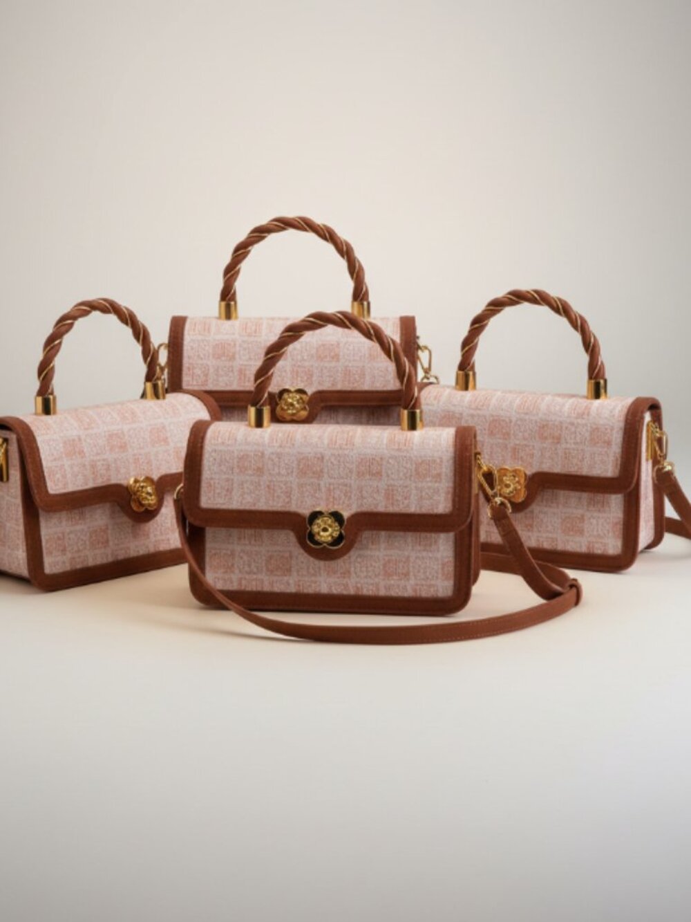 Lot of 5 Women’s Crossbody Purses Purfea Pebbled Faux Leather Adjustable Strap
